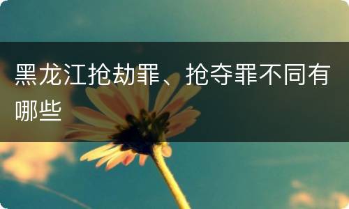 黑龙江抢劫罪、抢夺罪不同有哪些