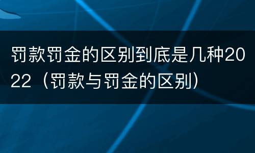 罚款罚金的区别到底是几种2022（罚款与罚金的区别）