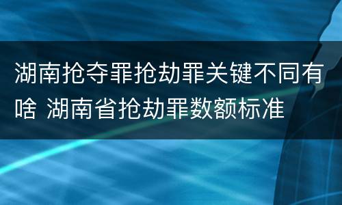 湖南抢夺罪抢劫罪关键不同有啥 湖南省抢劫罪数额标准