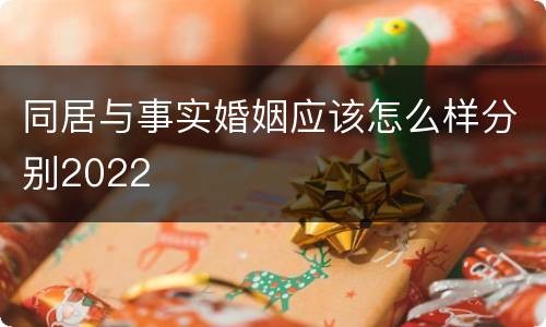 同居与事实婚姻应该怎么样分别2022