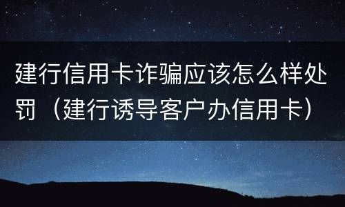 建行信用卡诈骗应该怎么样处罚（建行诱导客户办信用卡）