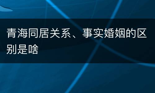 青海同居关系、事实婚姻的区别是啥