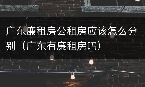 广东廉租房公租房应该怎么分别（广东有廉租房吗）