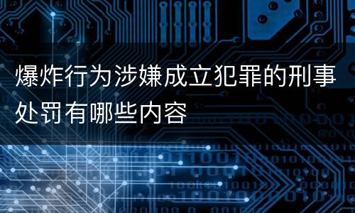 爆炸行为涉嫌成立犯罪的刑事处罚有哪些内容