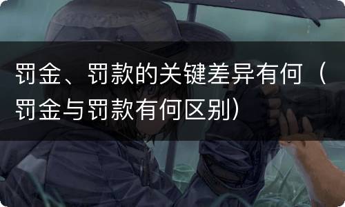 罚金、罚款的关键差异有何（罚金与罚款有何区别）