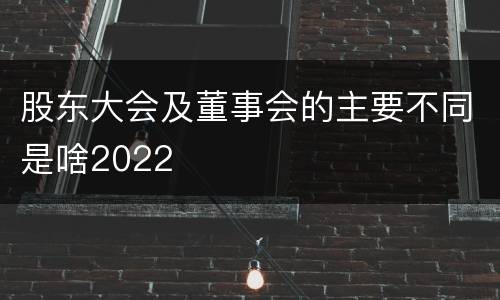 股东大会及董事会的主要不同是啥2022