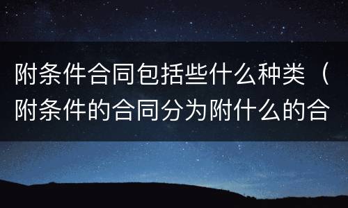 附条件合同包括些什么种类（附条件的合同分为附什么的合同与附什么的合同）