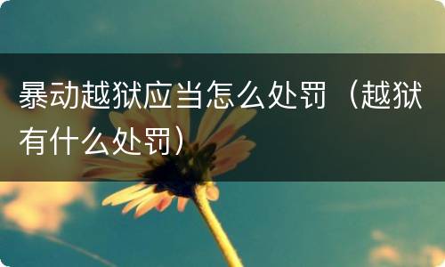 暴动越狱应当怎么处罚（越狱有什么处罚）