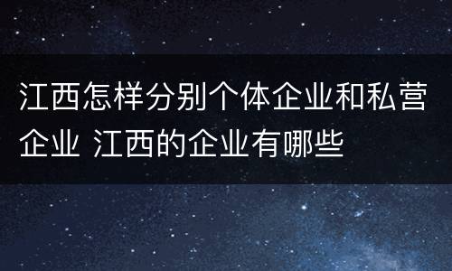 江西怎样分别个体企业和私营企业 江西的企业有哪些
