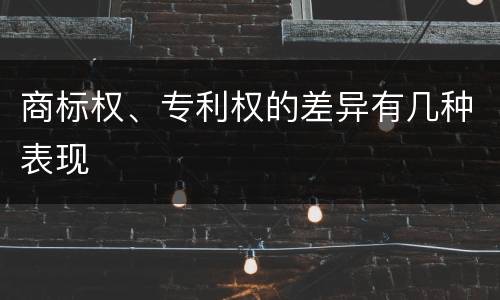 商标权、专利权的差异有几种表现