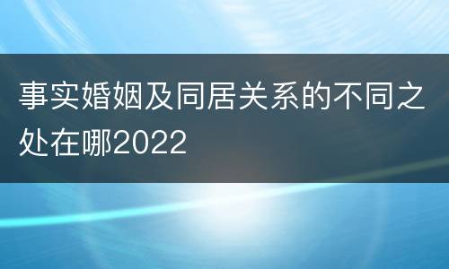 事实婚姻及同居关系的不同之处在哪2022