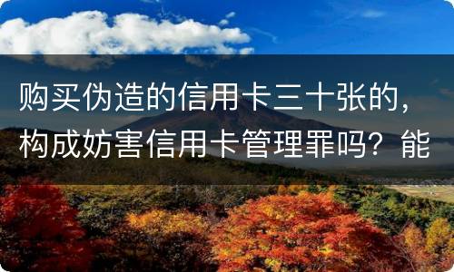 购买伪造的信用卡三十张的，构成妨害信用卡管理罪吗？能取保吗