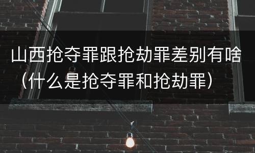 山西抢夺罪跟抢劫罪差别有啥（什么是抢夺罪和抢劫罪）