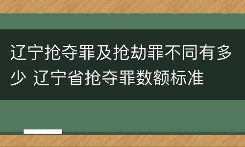 辽宁抢夺罪及抢劫罪不同有多少 辽宁省抢夺罪数额标准