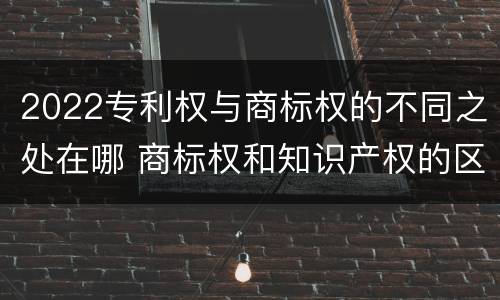 2022专利权与商标权的不同之处在哪 商标权和知识产权的区别
