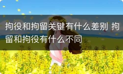 拘役和拘留关键有什么差别 拘留和拘役有什么不同