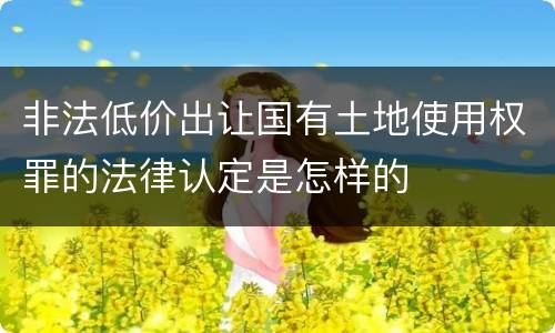 非法低价出让国有土地使用权罪的法律认定是怎样的
