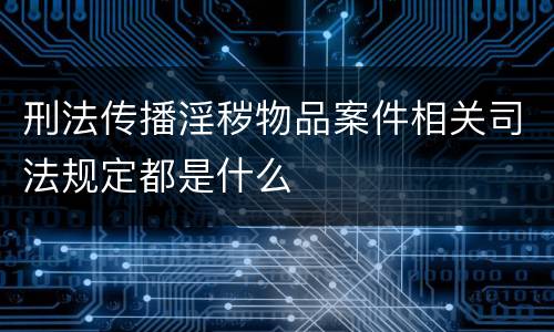 刑法传播淫秽物品案件相关司法规定都是什么