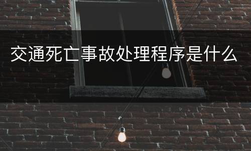 交通死亡事故处理程序是什么