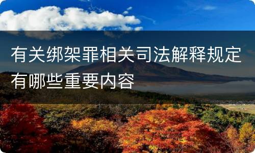 有关绑架罪相关司法解释规定有哪些重要内容
