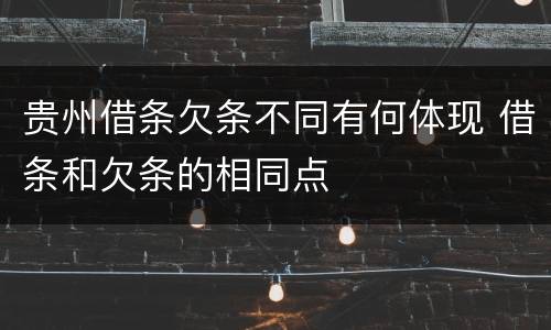 贵州借条欠条不同有何体现 借条和欠条的相同点
