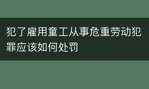 犯了雇用童工从事危重劳动犯罪应该如何处罚