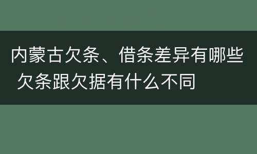 内蒙古欠条、借条差异有哪些 欠条跟欠据有什么不同
