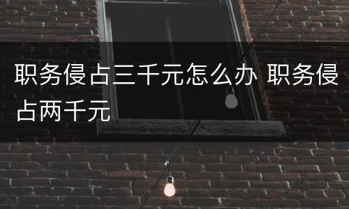 职务侵占三千元怎么办 职务侵占两千元