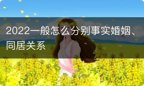 2022一般怎么分别事实婚姻、同居关系