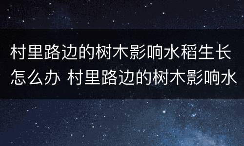 村里路边的树木影响水稻生长怎么办 村里路边的树木影响水稻生长怎么办呢