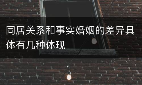 同居关系和事实婚姻的差异具体有几种体现