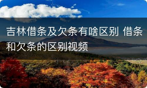 吉林借条及欠条有啥区别 借条和欠条的区别视频