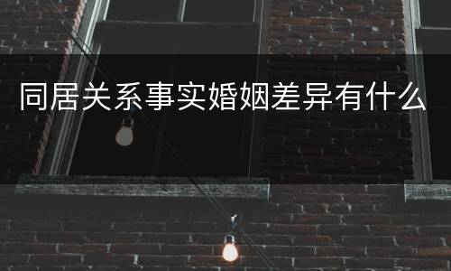 同居关系事实婚姻差异有什么