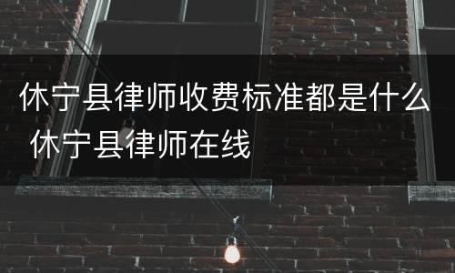 休宁县律师收费标准都是什么 休宁县律师在线