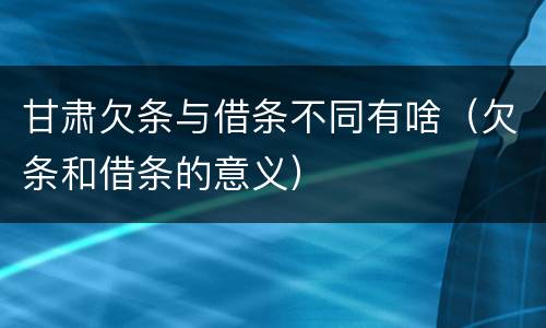 甘肃欠条与借条不同有啥（欠条和借条的意义）