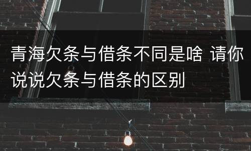 青海欠条与借条不同是啥 请你说说欠条与借条的区别