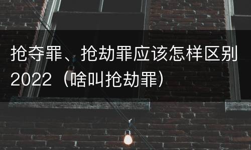 抢夺罪、抢劫罪应该怎样区别2022（啥叫抢劫罪）