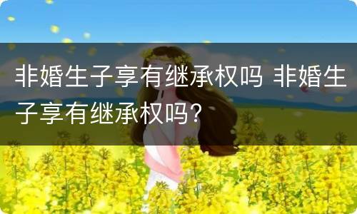 非婚生子享有继承权吗 非婚生子享有继承权吗?