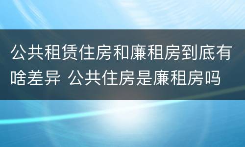 公共租赁住房和廉租房到底有啥差异 公共住房是廉租房吗