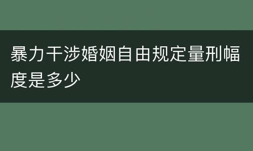 暴力干涉婚姻自由规定量刑幅度是多少