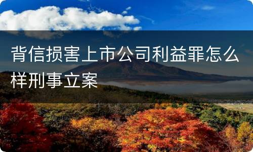 背信损害上市公司利益罪怎么样刑事立案