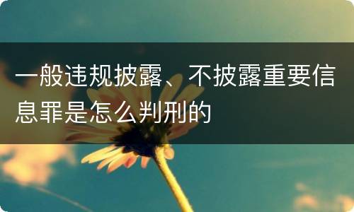 一般违规披露、不披露重要信息罪是怎么判刑的