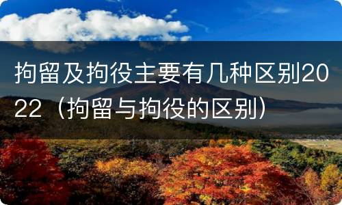 拘留及拘役主要有几种区别2022（拘留与拘役的区别）