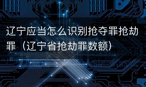 辽宁应当怎么识别抢夺罪抢劫罪（辽宁省抢劫罪数额）