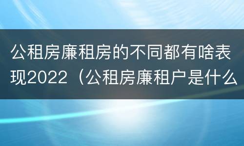 公租房廉租房的不同都有啥表现2022（公租房廉租户是什么）