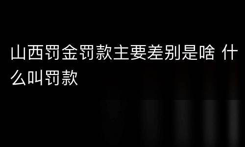 山西罚金罚款主要差别是啥 什么叫罚款