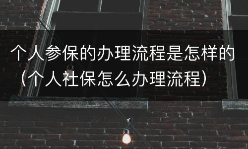 个人参保的办理流程是怎样的（个人社保怎么办理流程）