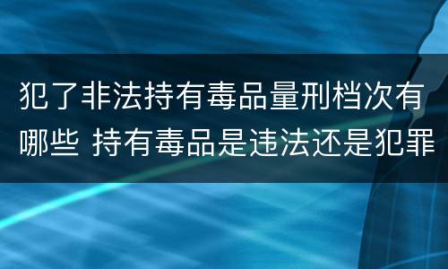 犯了非法持有毒品量刑档次有哪些 持有毒品是违法还是犯罪