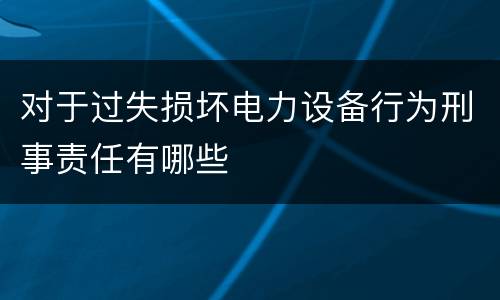 对于过失损坏电力设备行为刑事责任有哪些