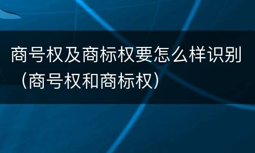 商号权及商标权要怎么样识别（商号权和商标权）